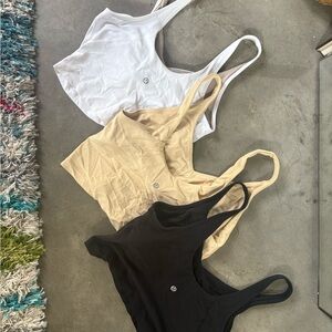 Lululemon Align Crop Top Set Of 3 - Black, White, Buttery Cream